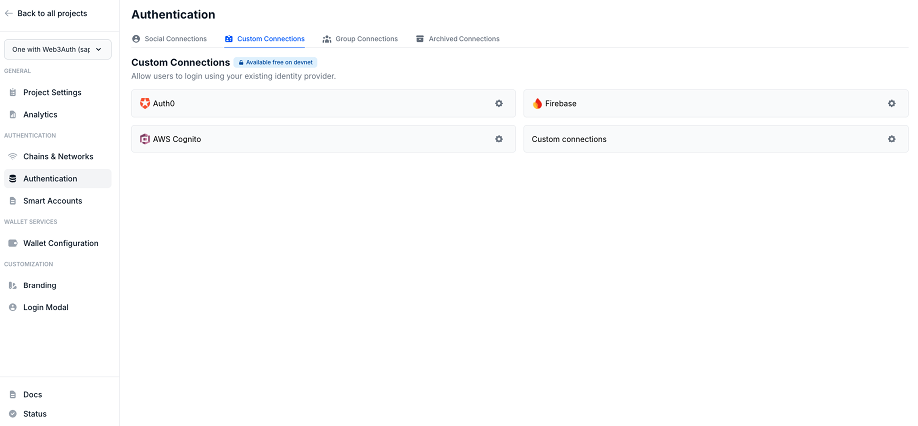 Authentication Custom Connections